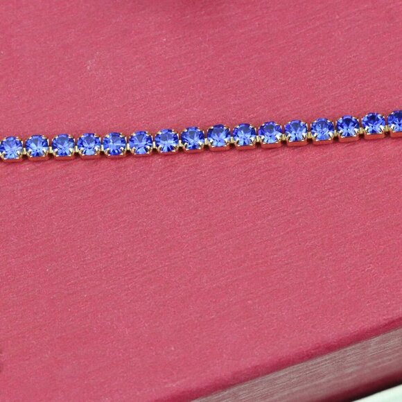 "Elegant Rose Gold Tennis Bracelet with Blue Stones, XPBL0832 - Picture 10 of 12